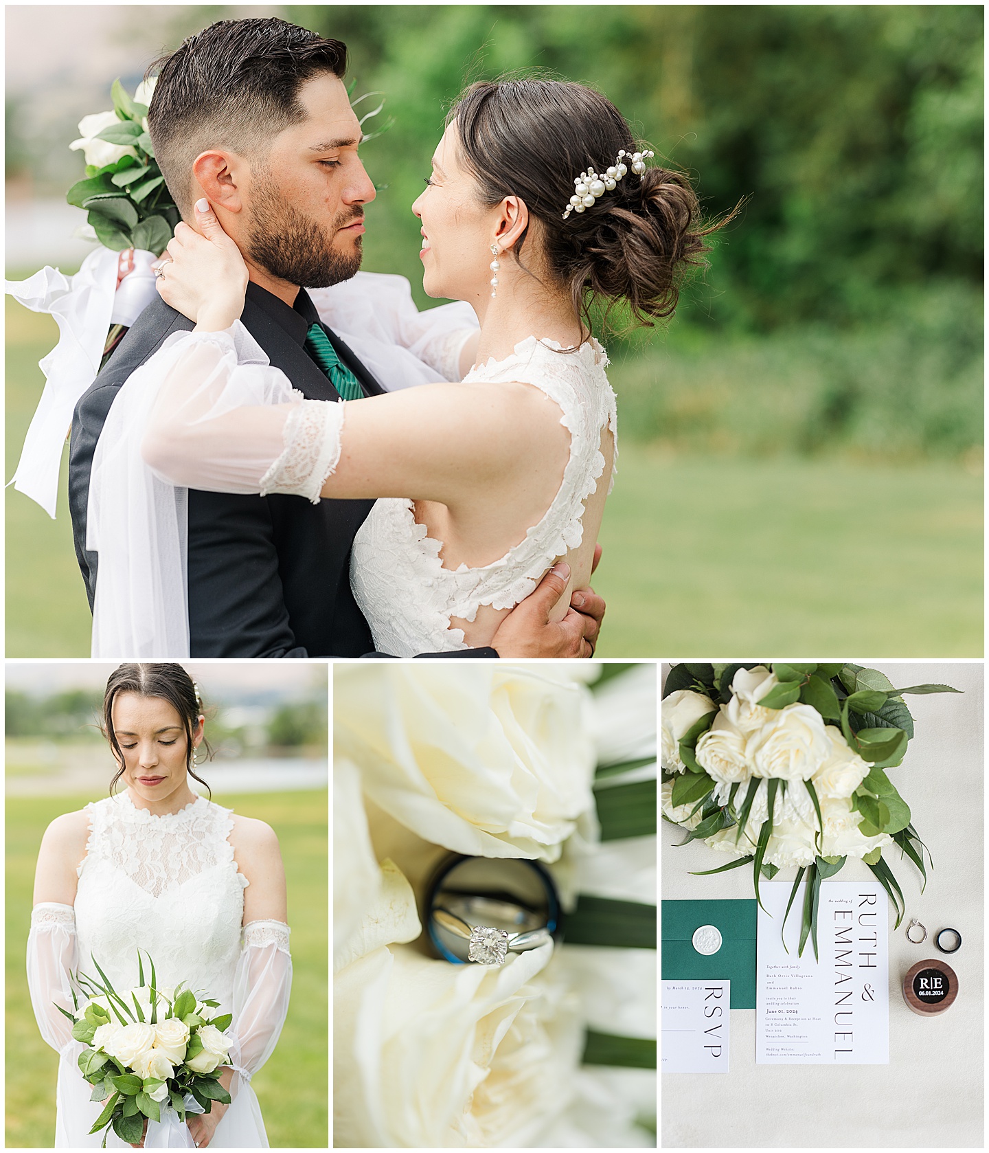 Intimate Wenatchee June Wedding at the Host, emerald green and white accents
