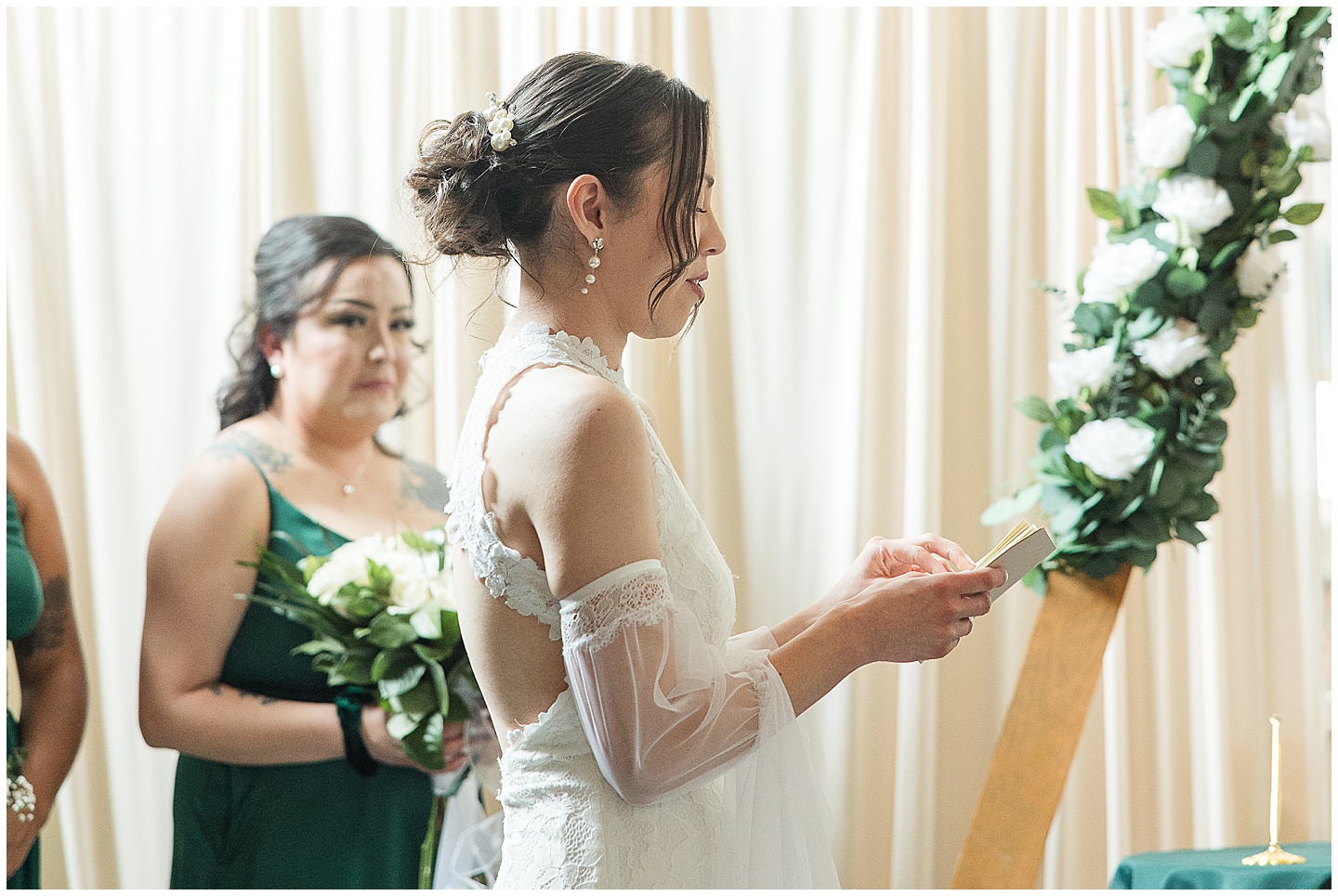 Intimate Wenatchee June Wedding at the Host, emerald green and white accents