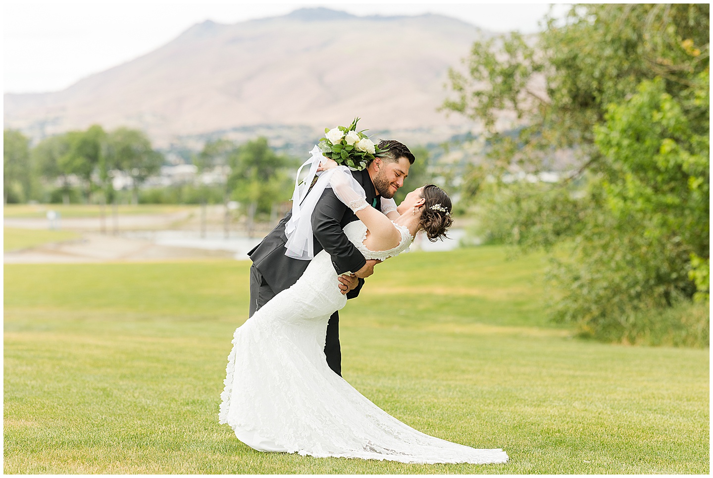 Intimate Wenatchee June Wedding at the Host, emerald green and white accents