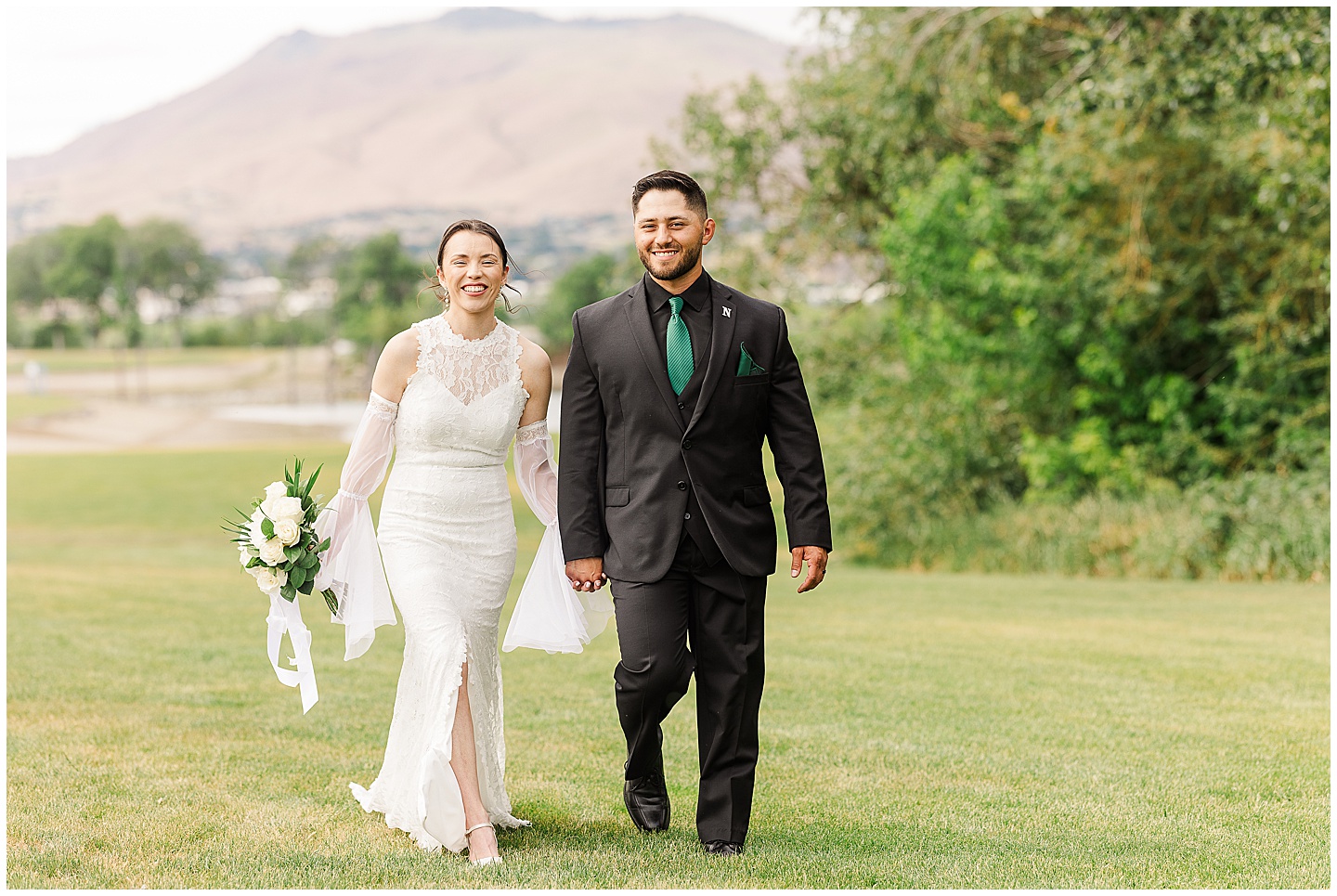 Intimate Wenatchee June Wedding at the Host, emerald green and white accents