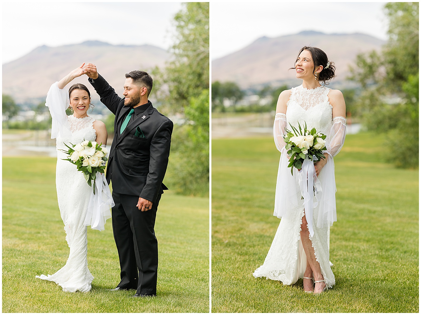 Intimate Wenatchee June Wedding at the Host, emerald green and white accents