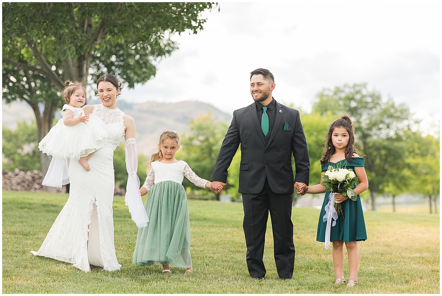 Intimate Wenatchee June Wedding at the Host, emerald green and white accents