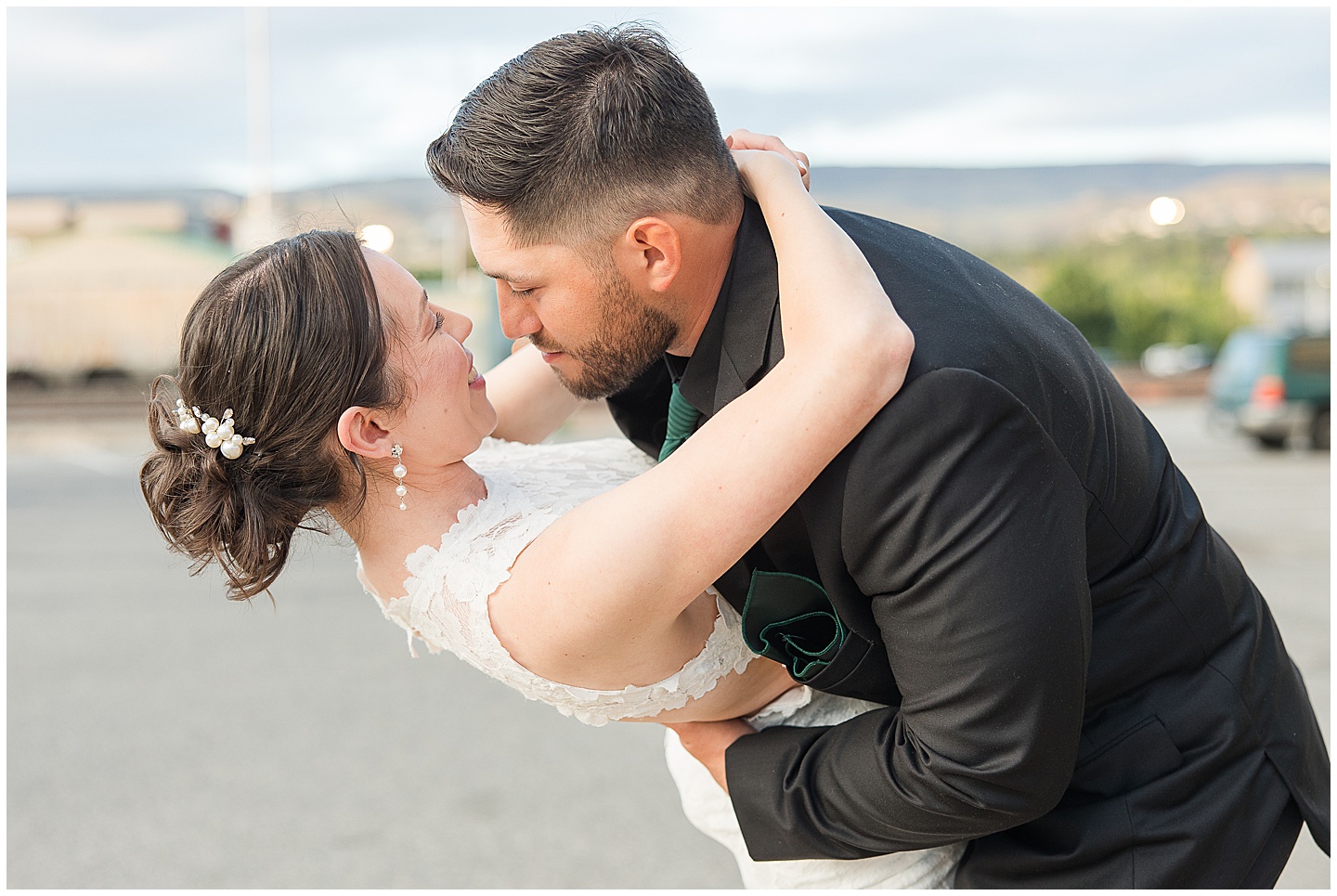 Intimate Wenatchee June Wedding at the Host, emerald green and white accents