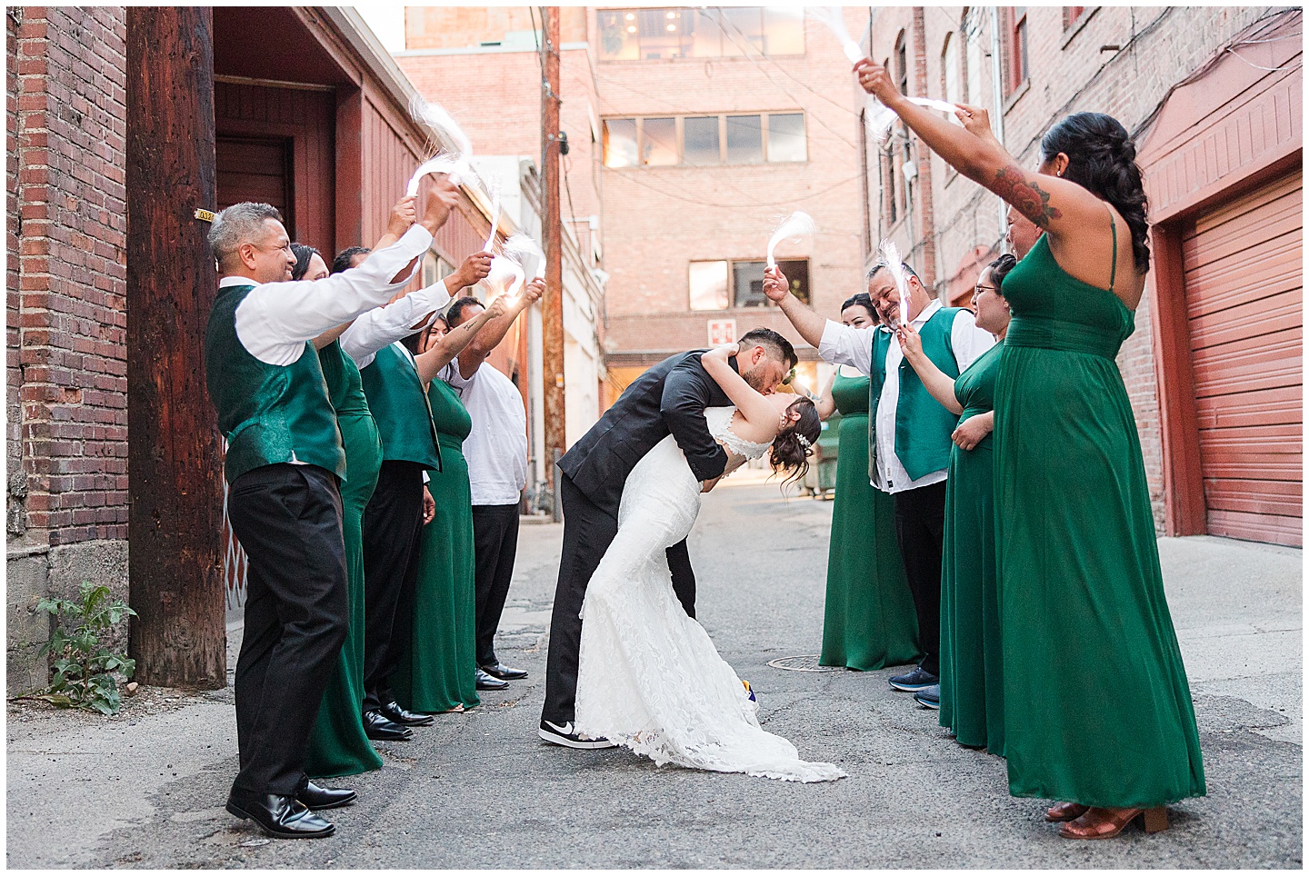 Intimate Wenatchee June Wedding at the Host, emerald green and white accents